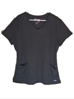 Grey's Anatomy Scrub Top Black Shirt By Barco ABC Studios Size XL Spandex